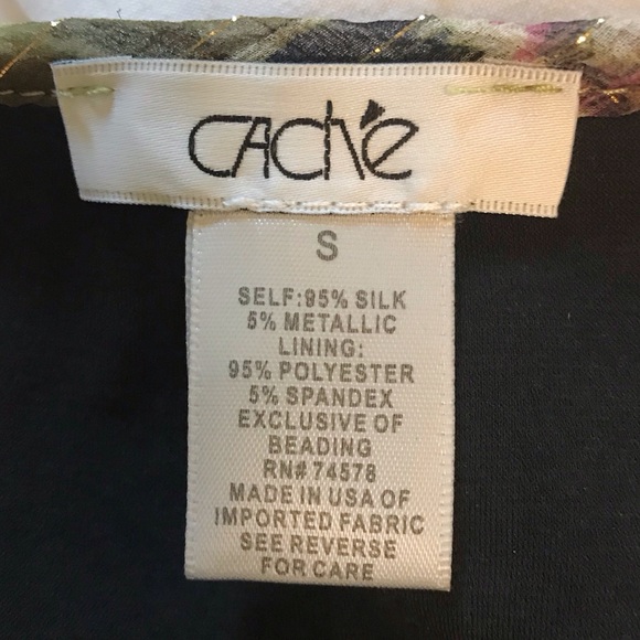 Cache Silk & Metallic Beaded Neckline Sleeveless - Picture 4 of 4